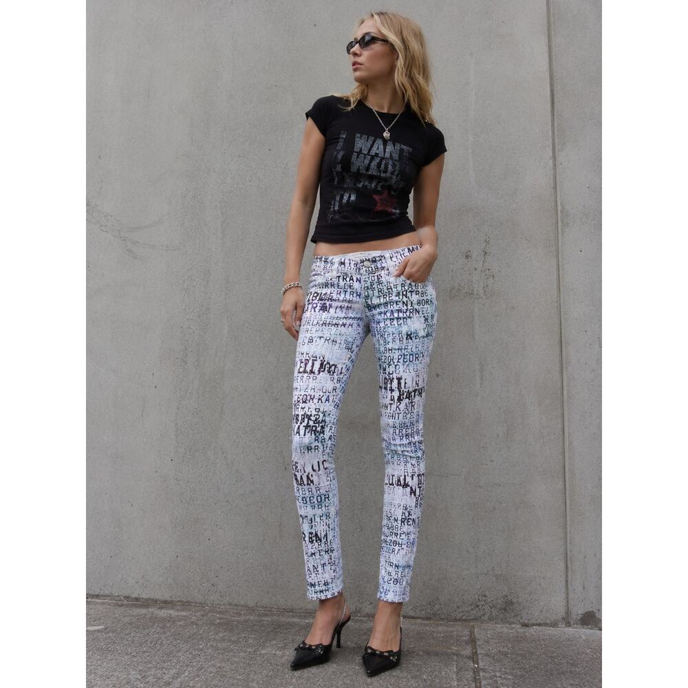 Mary Katrantzou x Current/Elliott Skinny Jeans Women’s 27 Graphic Print Y2K